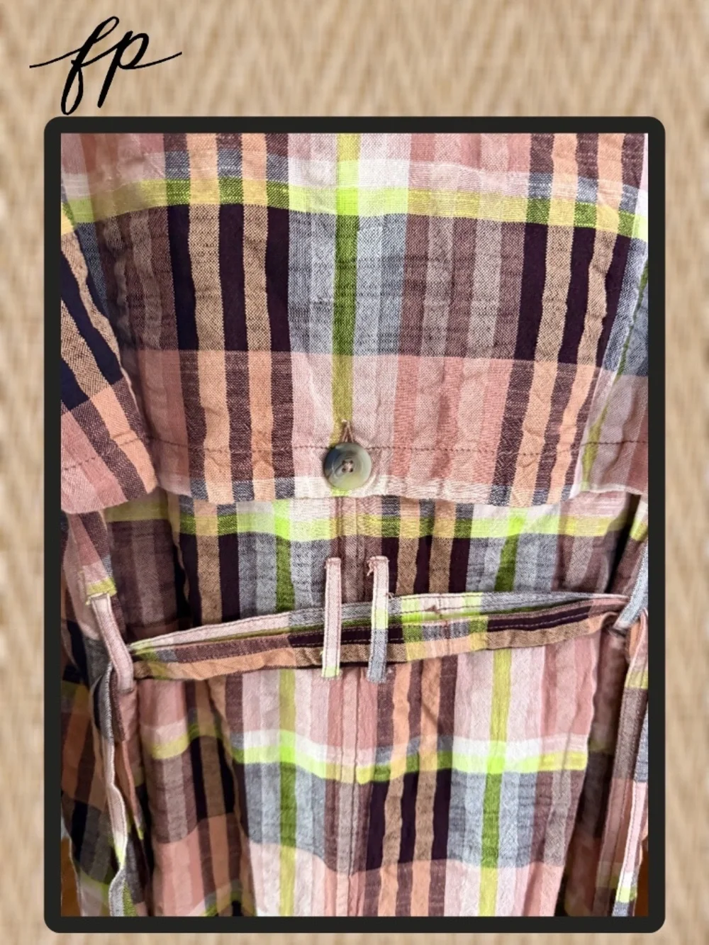 FREE PEOPLE 100% Cotton Lightweight Oversized Colorful Plaid Bliss Maxi Trench